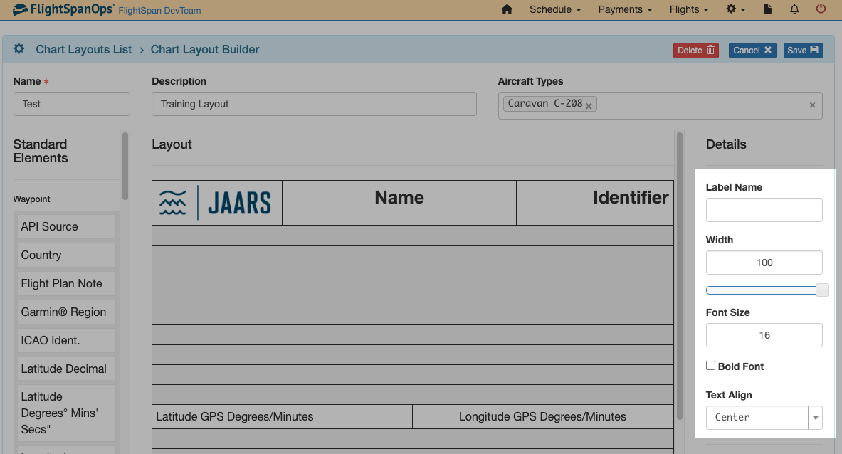 Creating the Chart Layout – FlightSpan Documentation