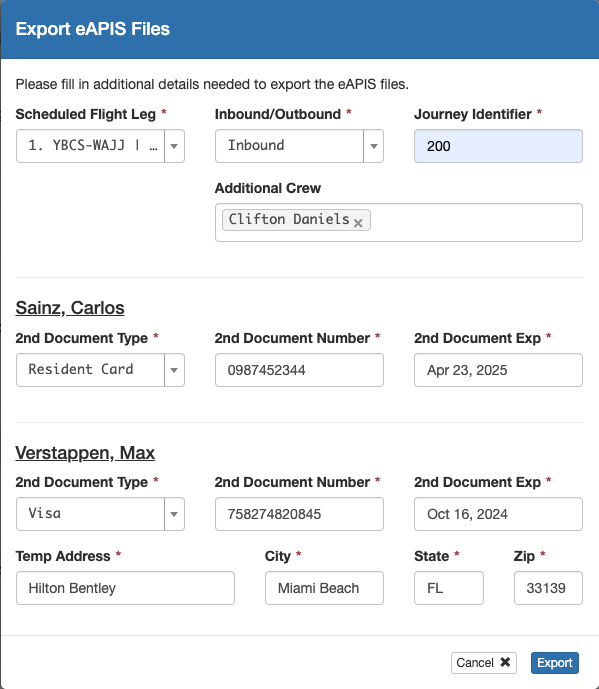 US Customs eAPIS – FlightSpan Documentation