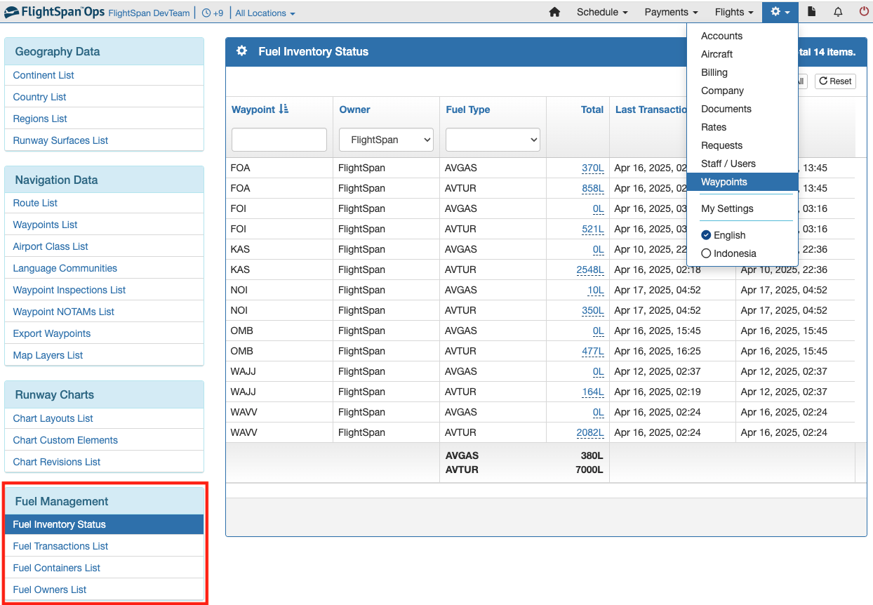 Fuel Inventory Management – FlightSpan Documentation